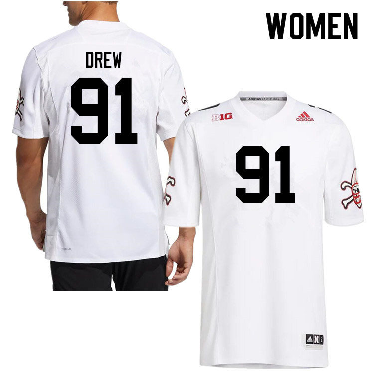 Women #91 Devin Drew Nebraska Cornhuskers College Football Jerseys Sale-Strategy - Click Image to Close